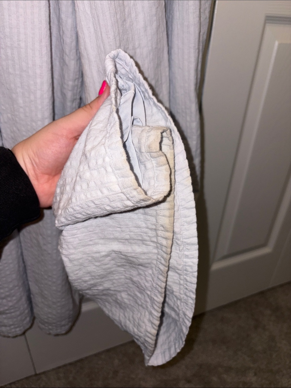 American Eagle Outfitters Light Blue Textured Sleeveless Jumpsuit - Picture 7 of 7